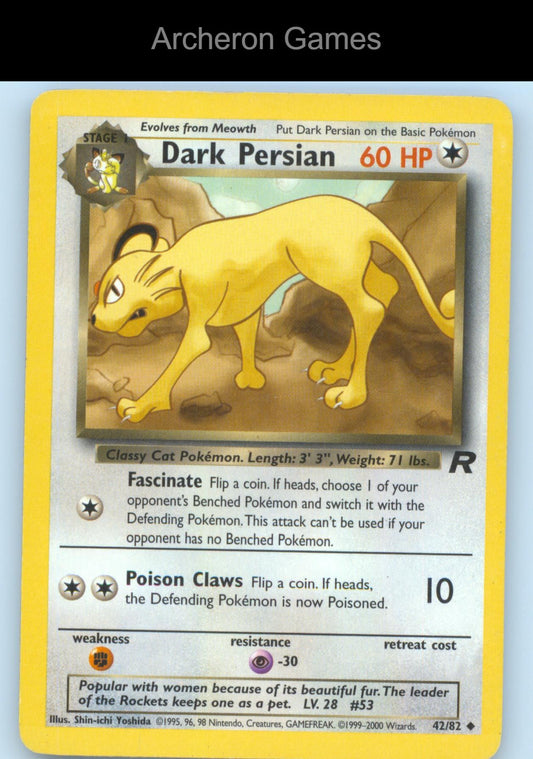 Pokemon Card Dark Persian TR 42/82 UC Team Rocket Unlimited