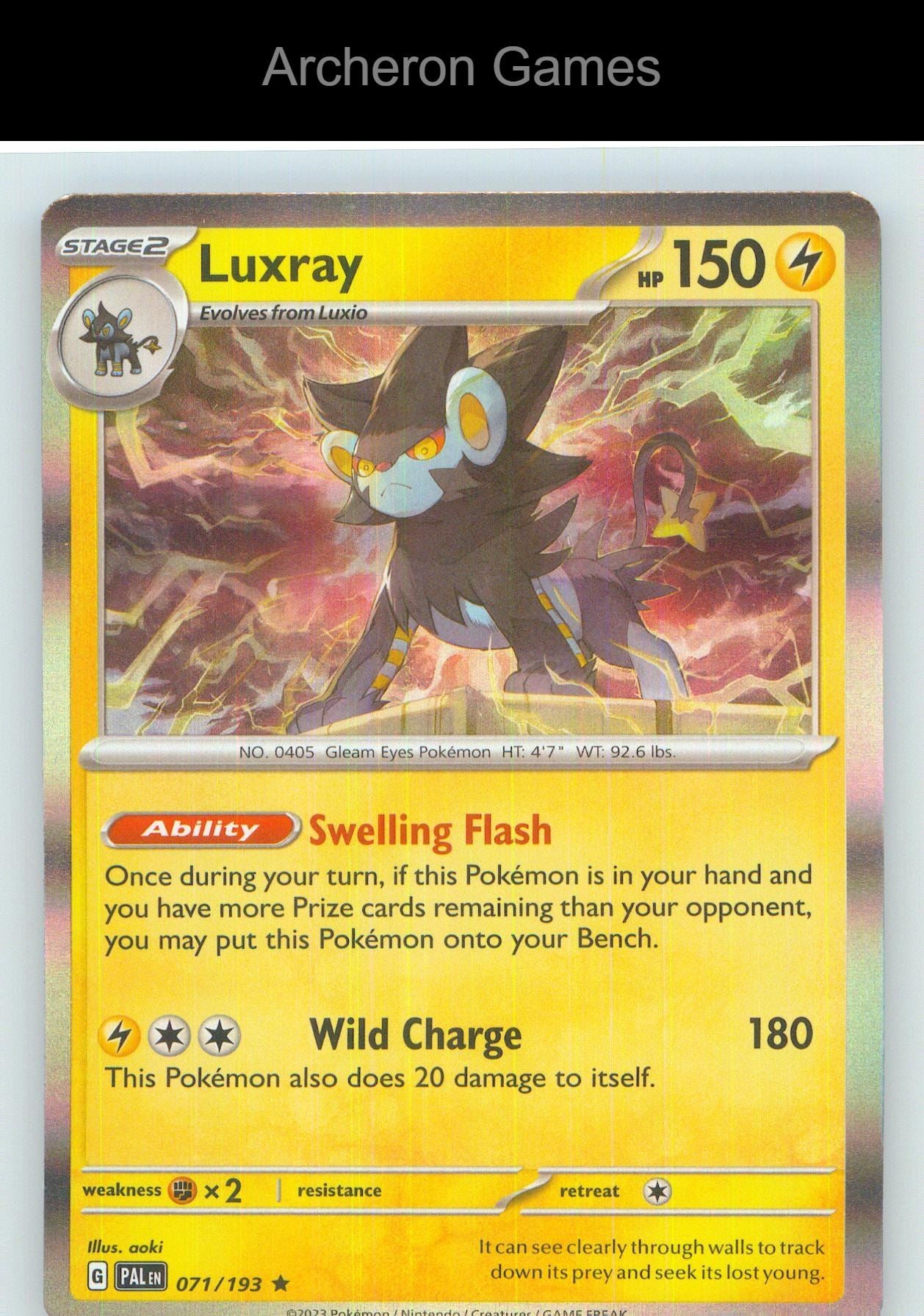 Pokemon Card Luxray PAL 071/193 R Paldea Evolved Holo
