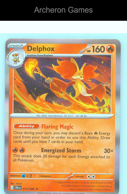 Pokemon Card Delphox ME04 013/086 R Chaos Rising Holo