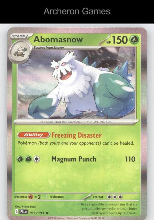 Pokemon Card Abomasnow PAL 011/193 R Paldea Evolved Holo