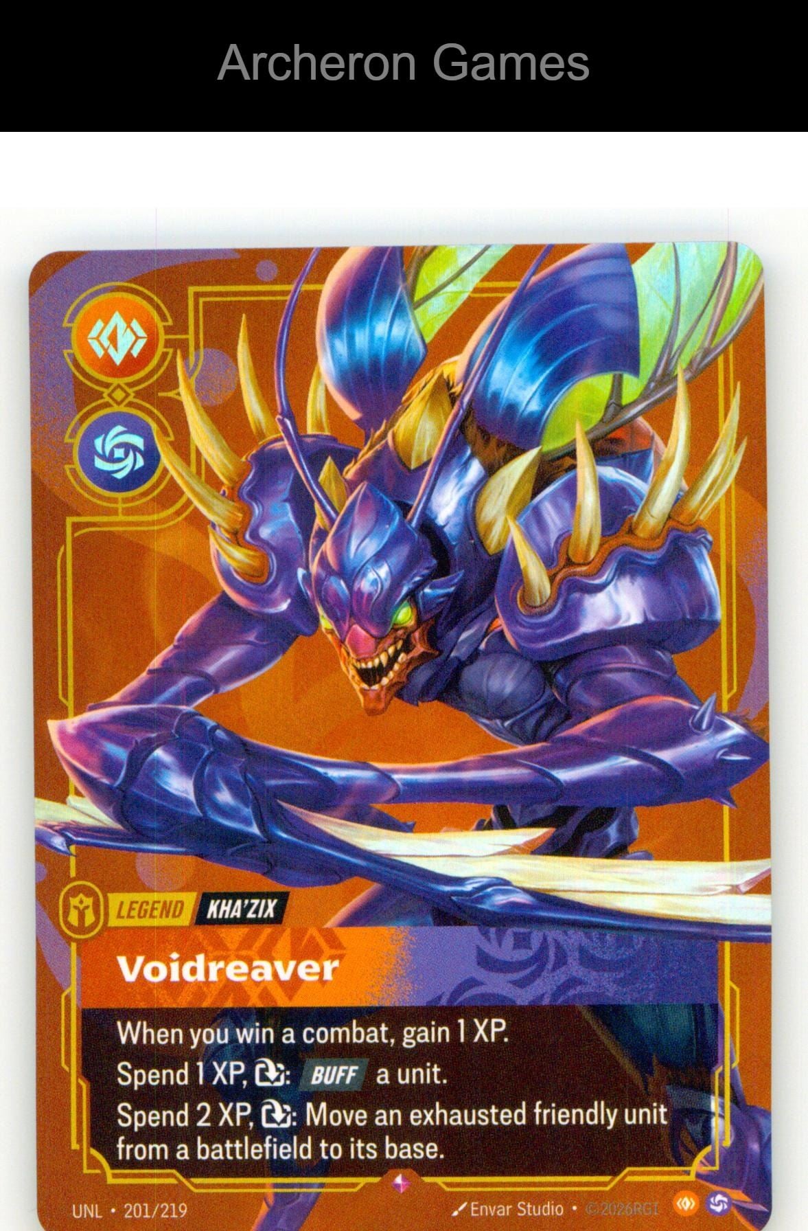 Kha'Zix - Voidreaver UNL 201/219 R Unleashed Riftbound Card
