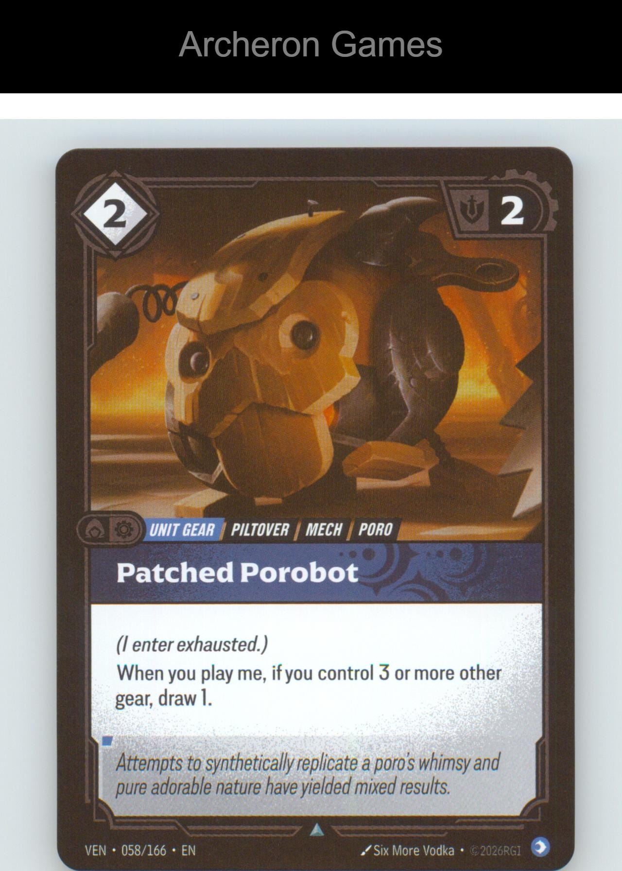 Patched Porobot VEN 058/166 UC Vendetta Riftbound Card Foil