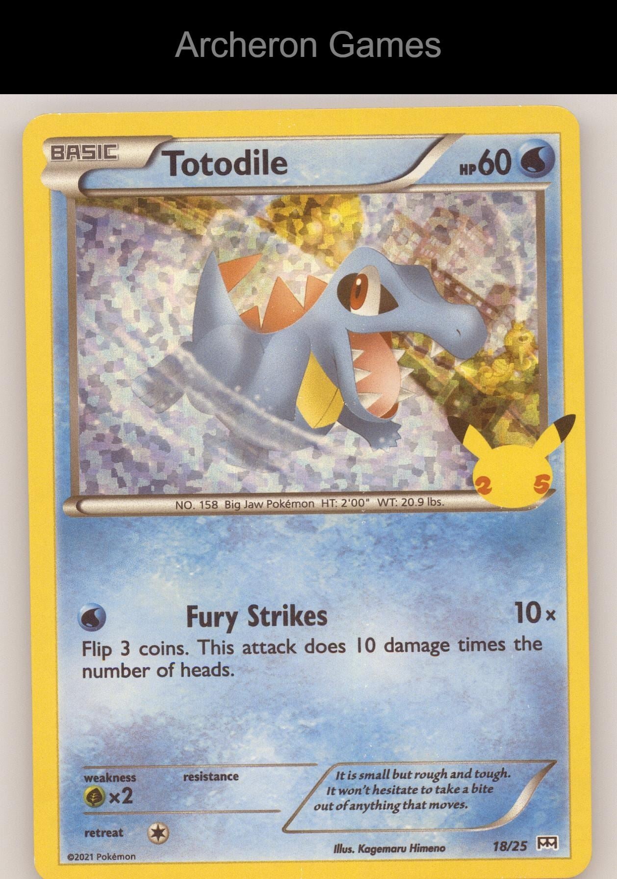 Pokemon Card Totodile MCD21 018/025 P McDonald's 25th Anniversary Promos Holo