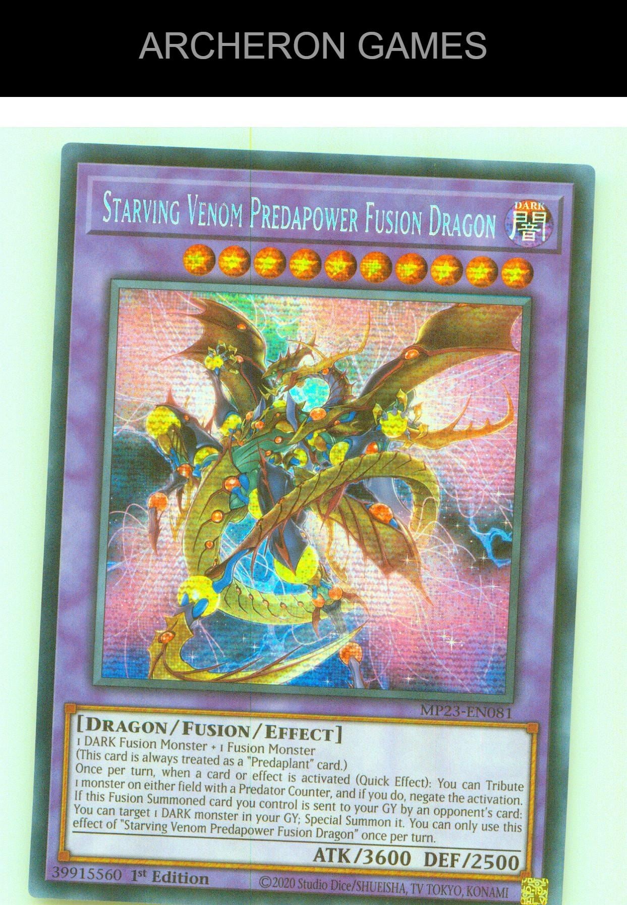 Starving Venom Predapower Fusion Dragon SEC YUGIOH Card 1st Edition