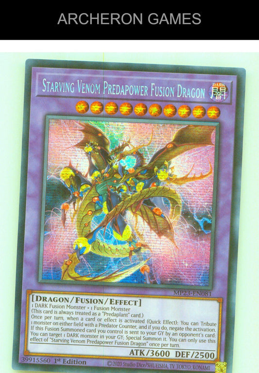 Starving Venom Predapower Fusion Dragon SEC YUGIOH Card 1st Edition