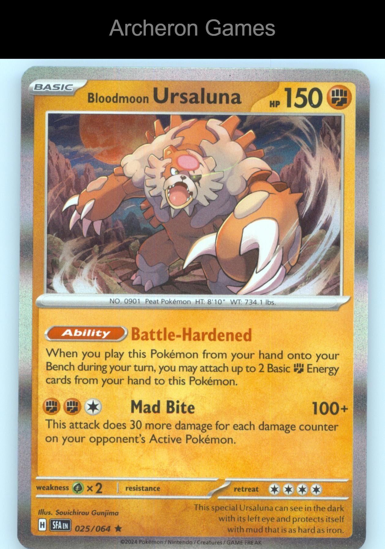 Pokemon Card Bloodmoon Ursaluna SFA 025/064 R Shrouded Fable Holo