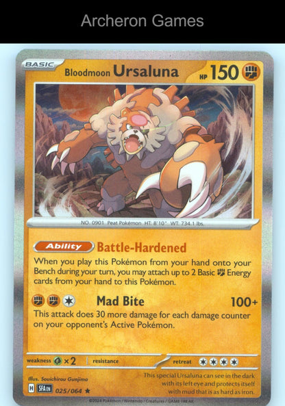 Pokemon Card Bloodmoon Ursaluna SFA 025/064 R Shrouded Fable Holo
