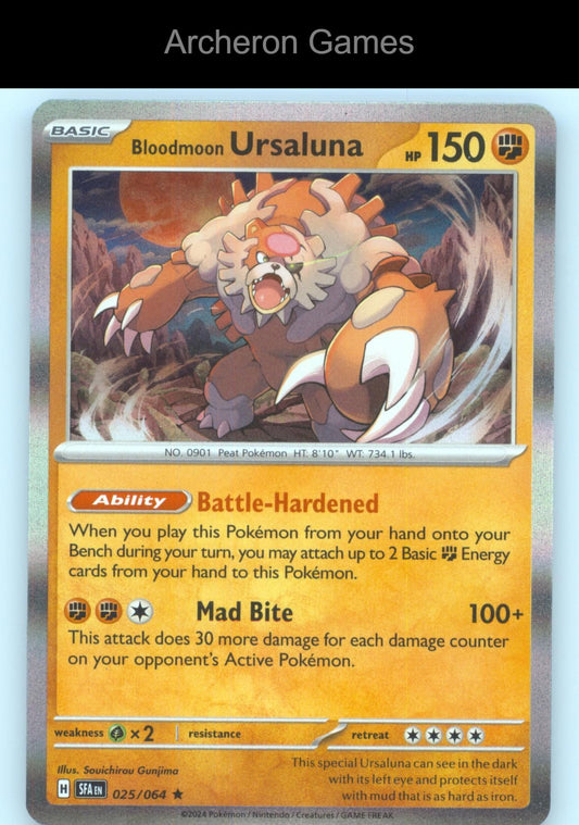 Pokemon Card Bloodmoon Ursaluna SFA 025/064 R Shrouded Fable Holo