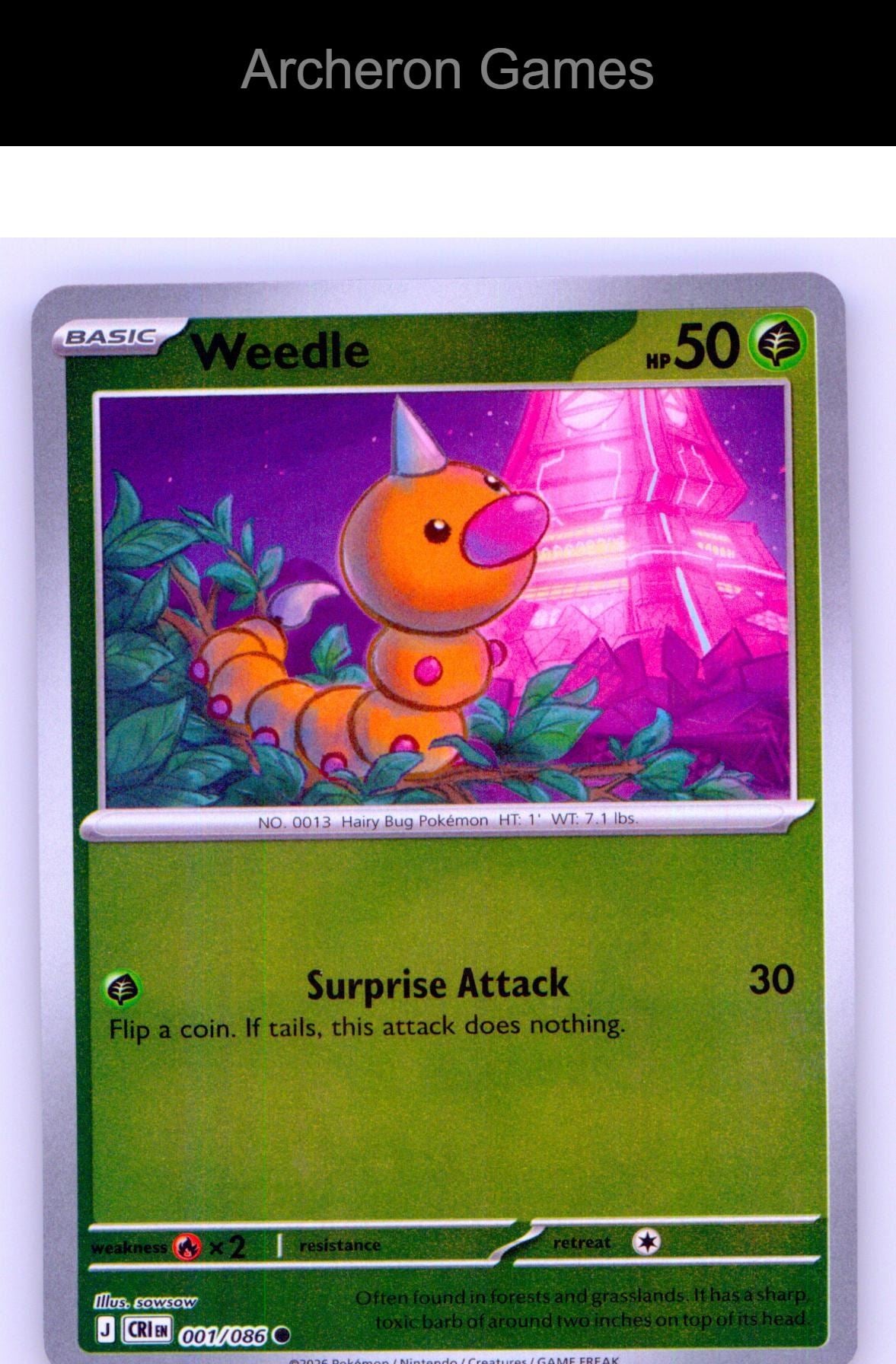 Pokemon Card Weedle ME04 001/086 C Chaos Rising Reverse Holo