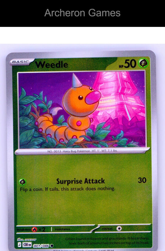 Pokemon Card Weedle ME04 001/086 C Chaos Rising Reverse Holo