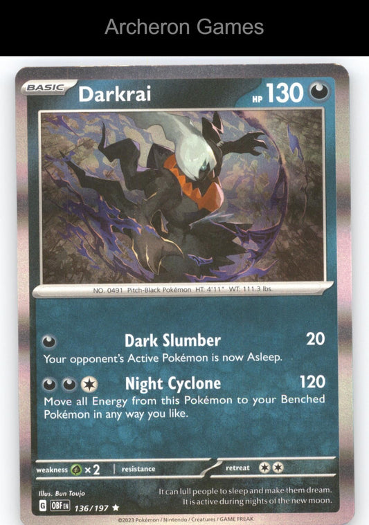 Pokemon Card Darkrai OBF 136/197 R Obsidian Flames Holo