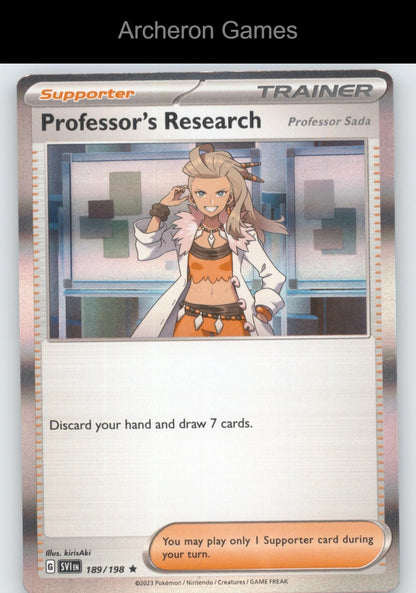 Pokemon Card Professor's Research (Professor Sada) SVI 189/198 Scarlet & Violet
