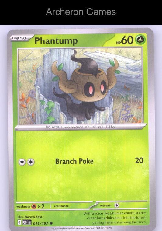 Pokemon Card Phantump OBF 011/197 C Obsidian Flames