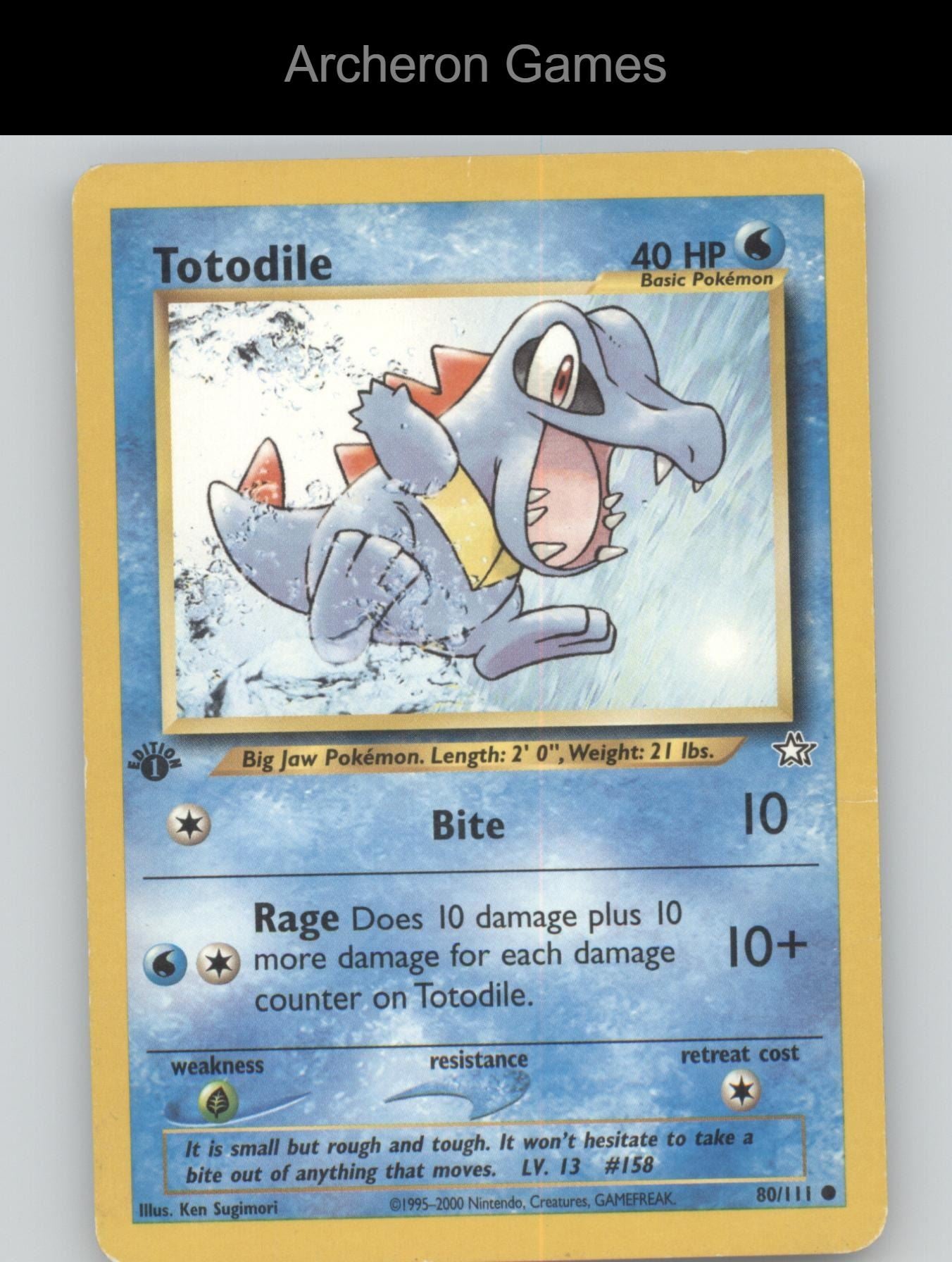 Pokemon Card Totodile N1 80/111 C Neo Genesis 1st Edition