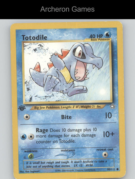 Pokemon Card Totodile N1 80/111 C Neo Genesis 1st Edition