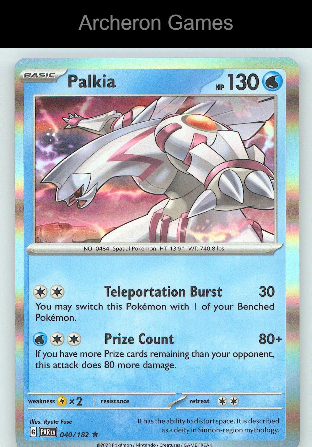 Pokemon Card Palkia PAR 040/182 R Paradox Rift Holo