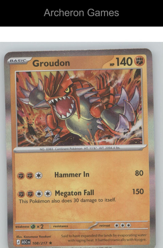 Pokemon Card Groudon ASC 108/217 R Ascended Heroes Holo