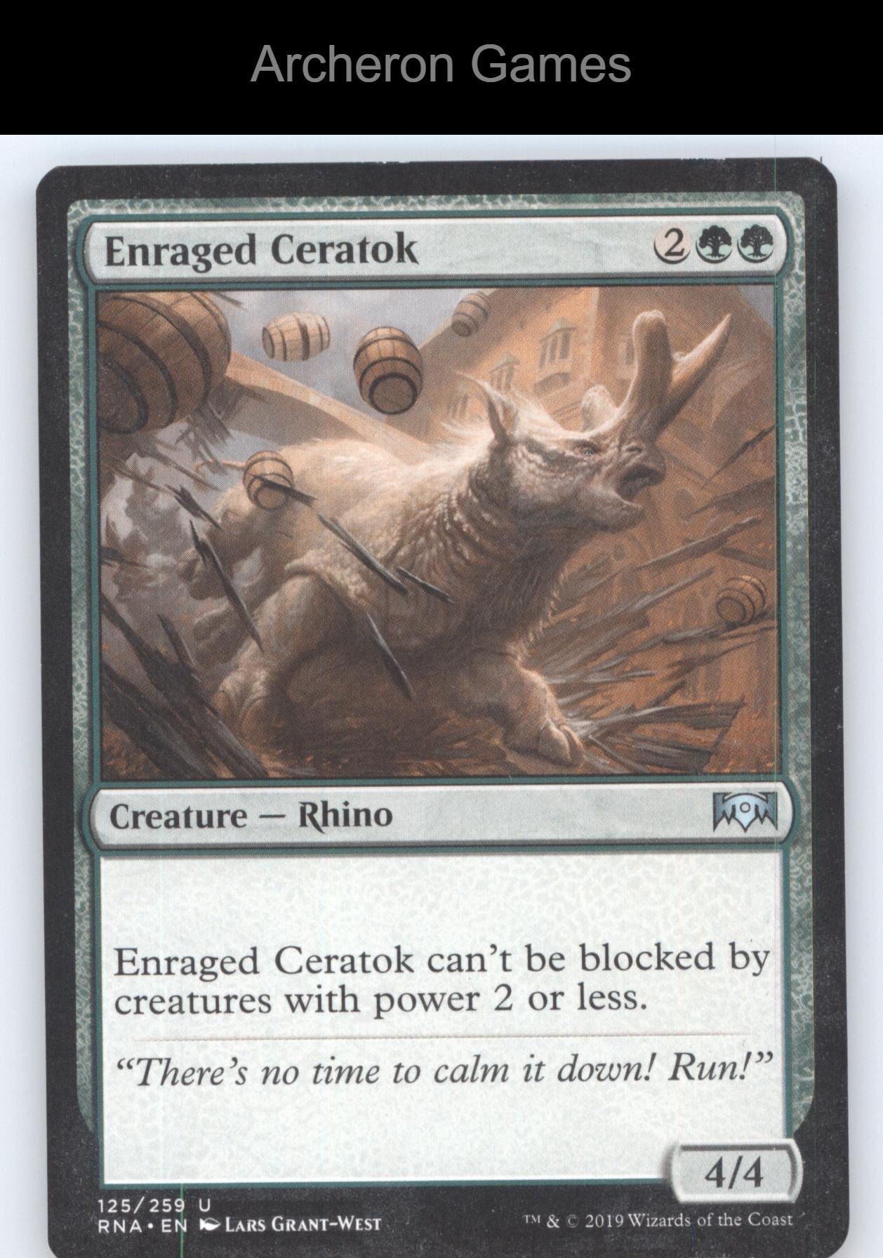 Enraged Ceratok 125 UC MTG Card Ravnica Allegiance