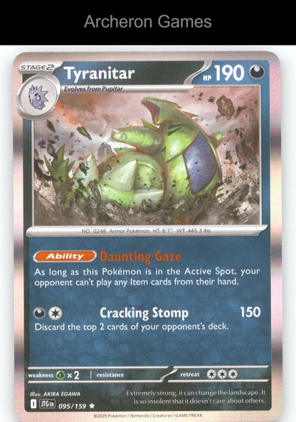 Pokemon Card Tyranitar JTG 095/159 R Journey Together Holo