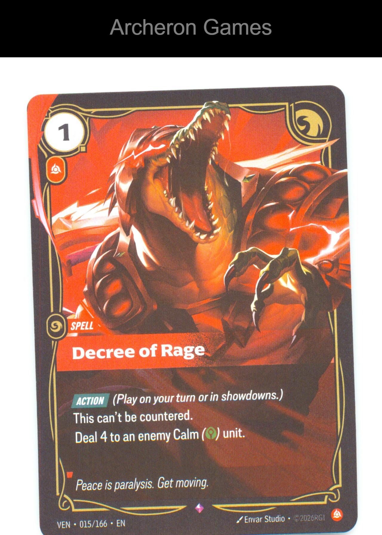 Decree of Rage VEN 015/166 R Vendetta Riftbound Card Foil