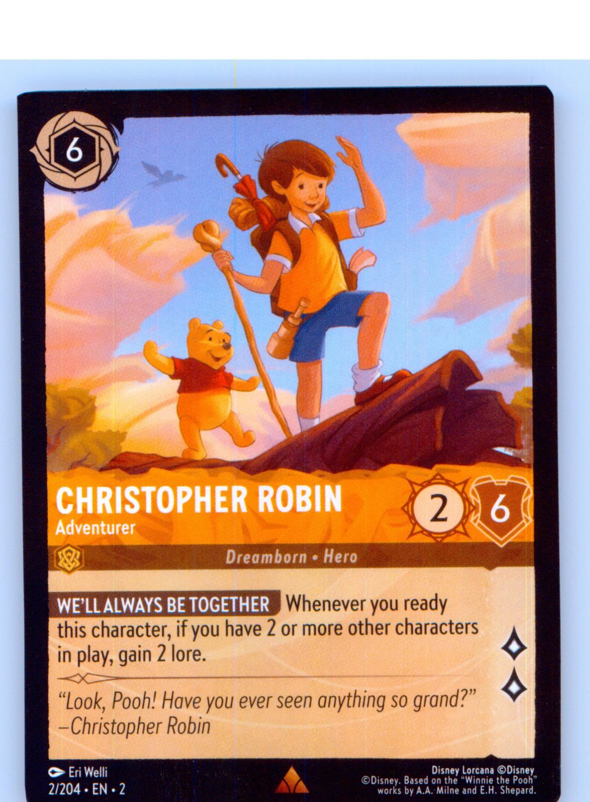 Christopher Robin - Adventurer 2/204 Rare Rise of the Floodborn Lorcana NM/M