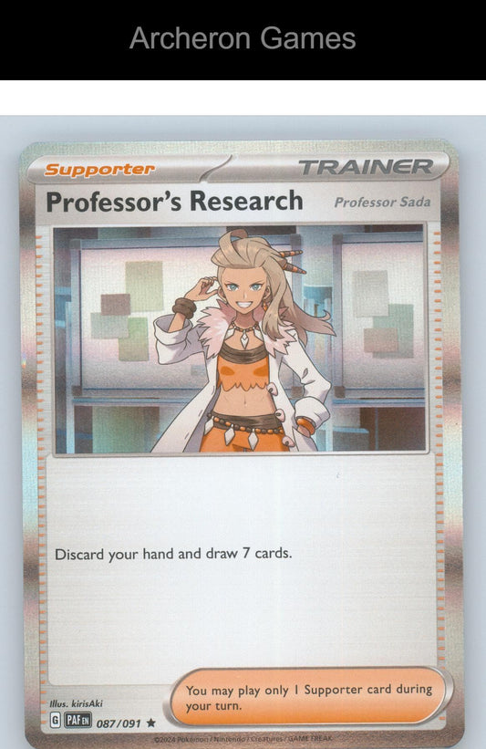 Pokemon Card Professor's Research PAF 087/091 R Paldean Fates Reverse Holo