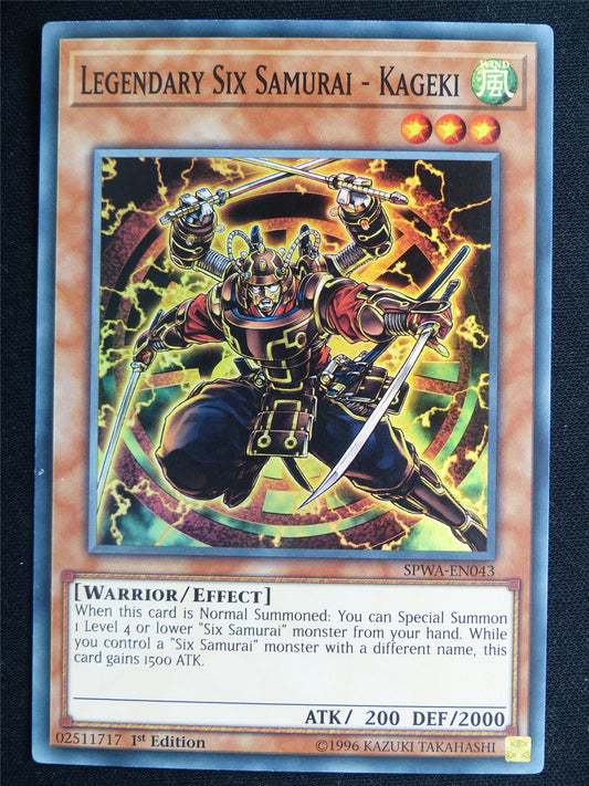 Legendary Six Samurai - Kageki SPWA Super Rare - 1st ed Yugioh Card #4SR