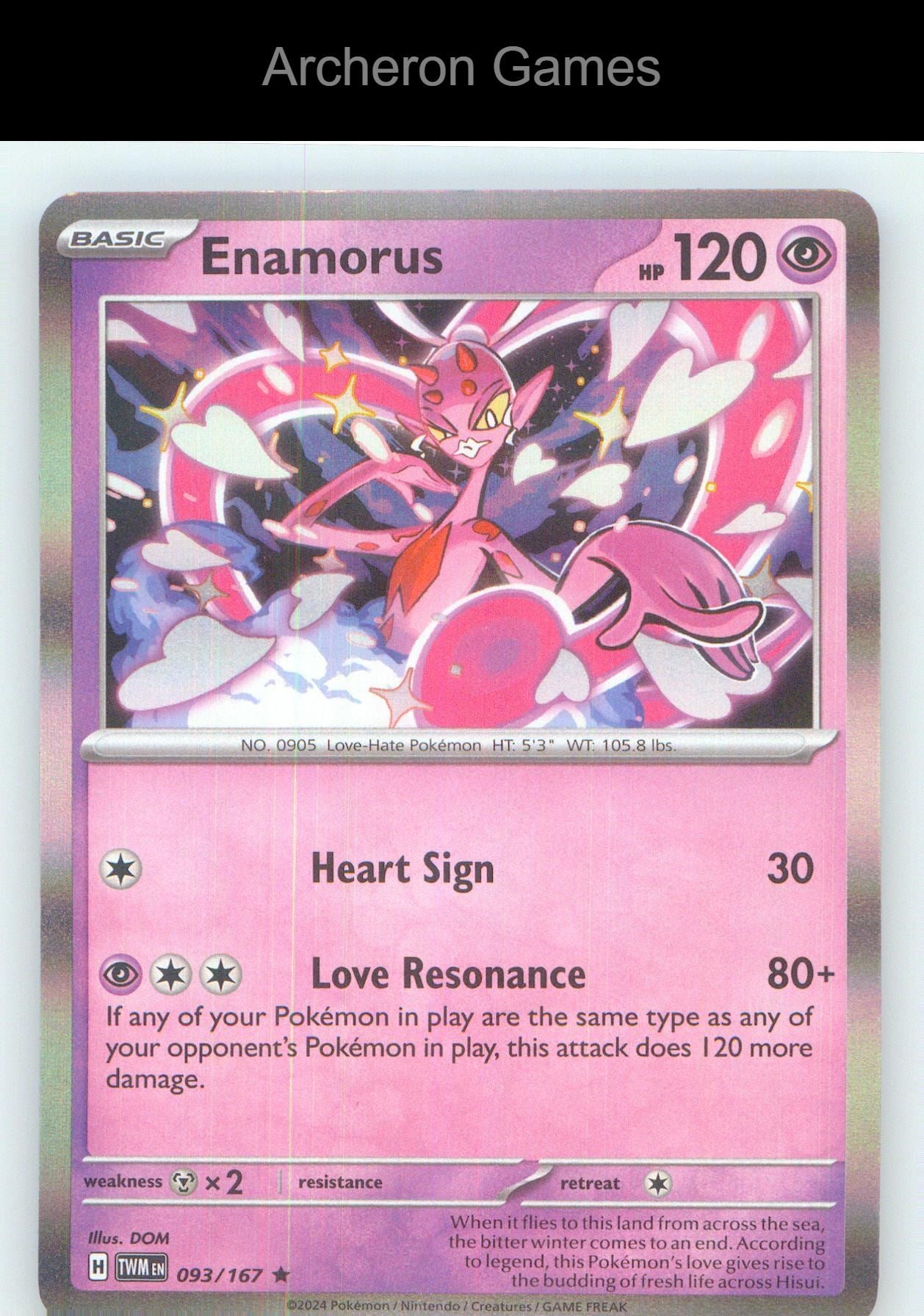 Pokemon Card Enamorus TWM 093/167 R Twilight Masquerade Holo