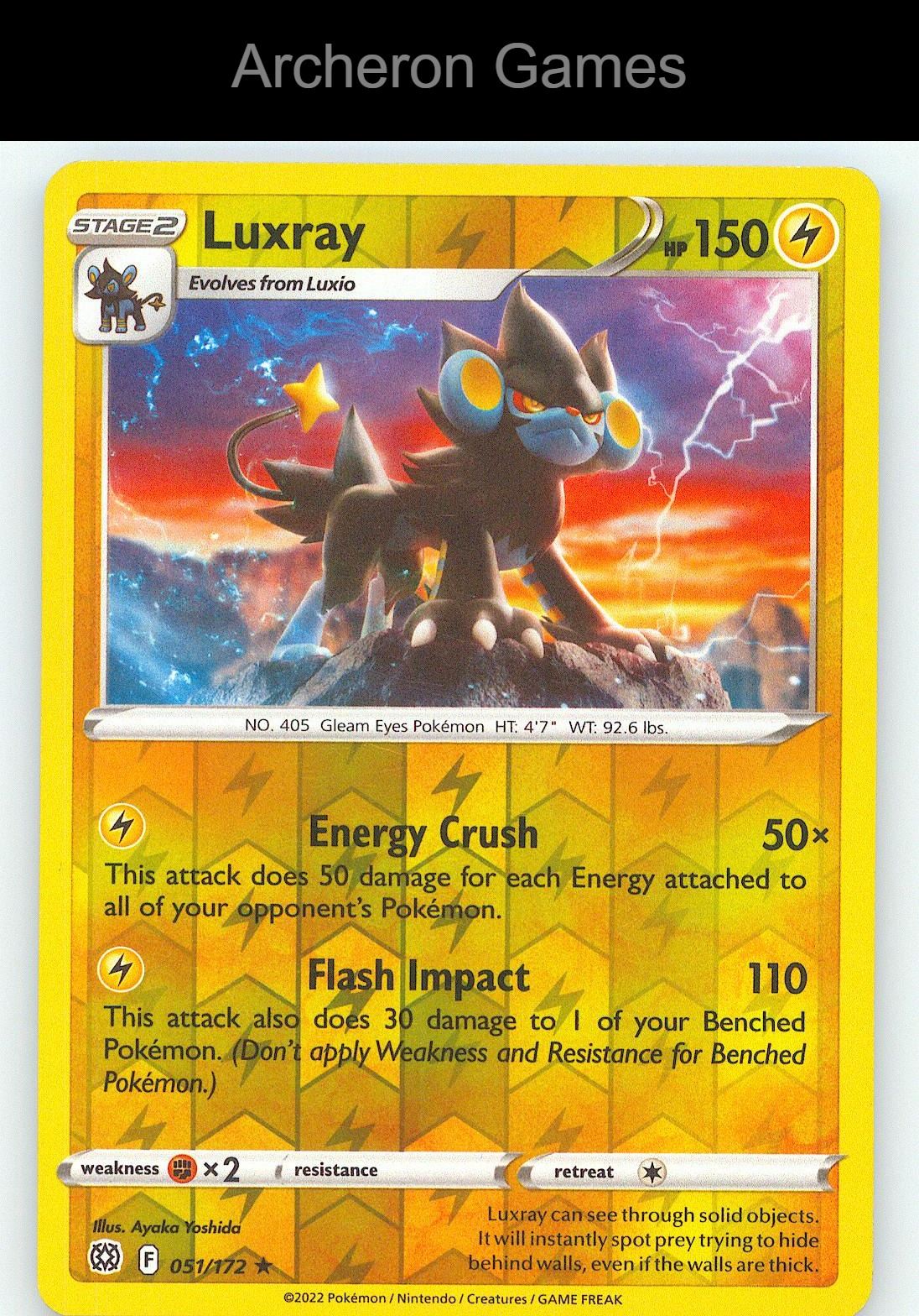 Pokemon Card Luxray BRS 051/172 R Brilliant Stars Reverse Holo