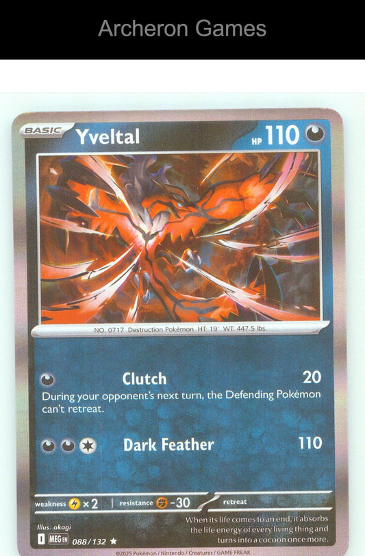 Pokemon Card Yveltal MEG 088/132 R Mega Evolution Holo