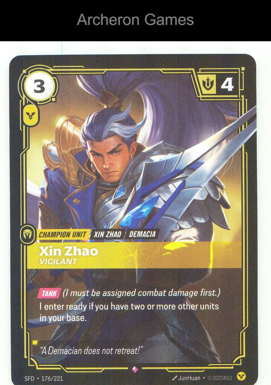 Xin Zhao - Vigilant SFD 176/221 R Spiritforged Riftbound Card Foil