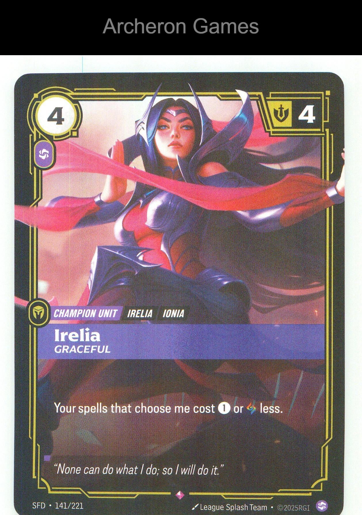 Irelia - Graceful SFD 141/221 R Spiritforged Riftbound Card Foil