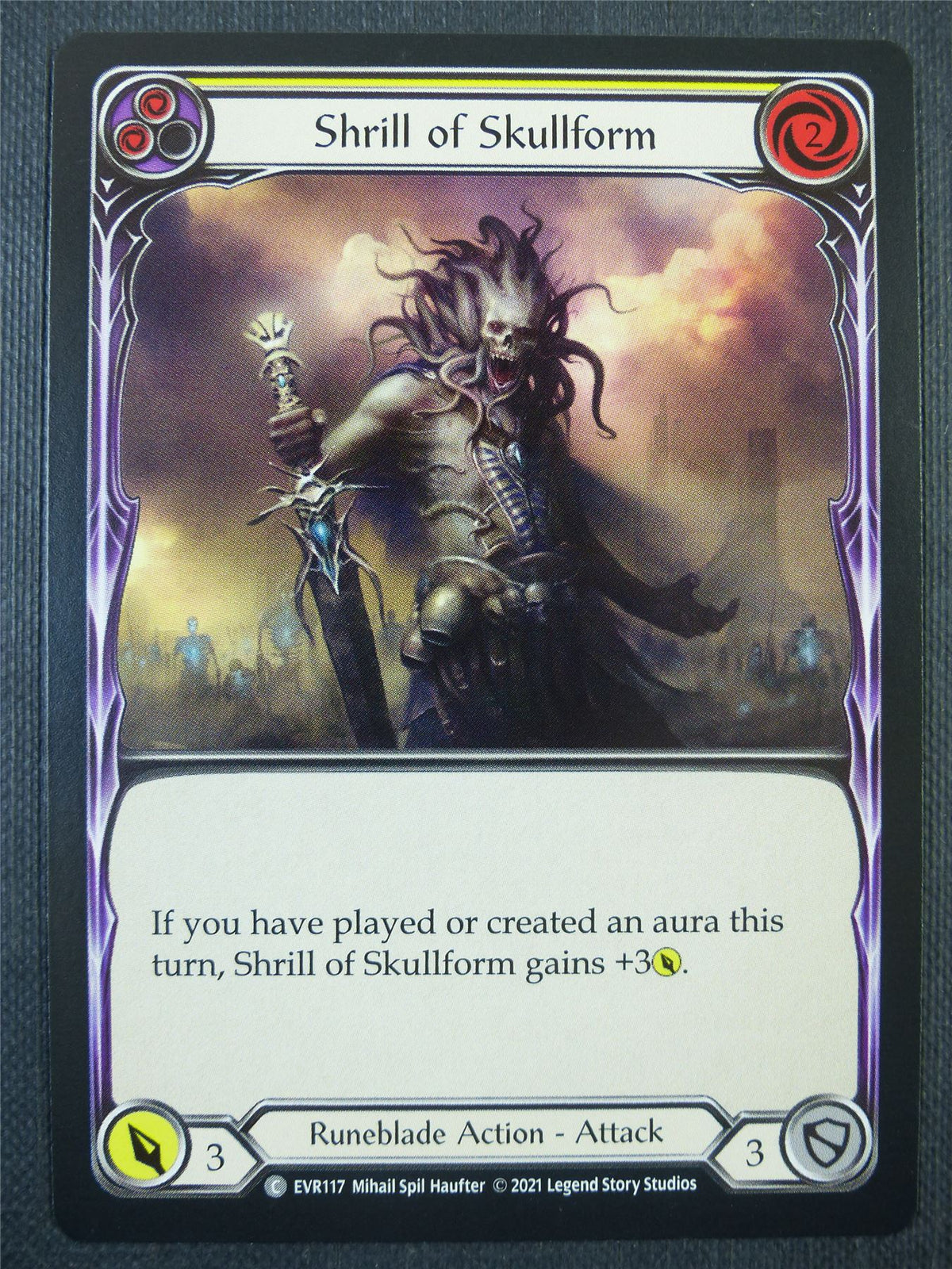Shrill of Skullform Yellow - 1st ed Everfest - Flesh & Blood Card #6DD
