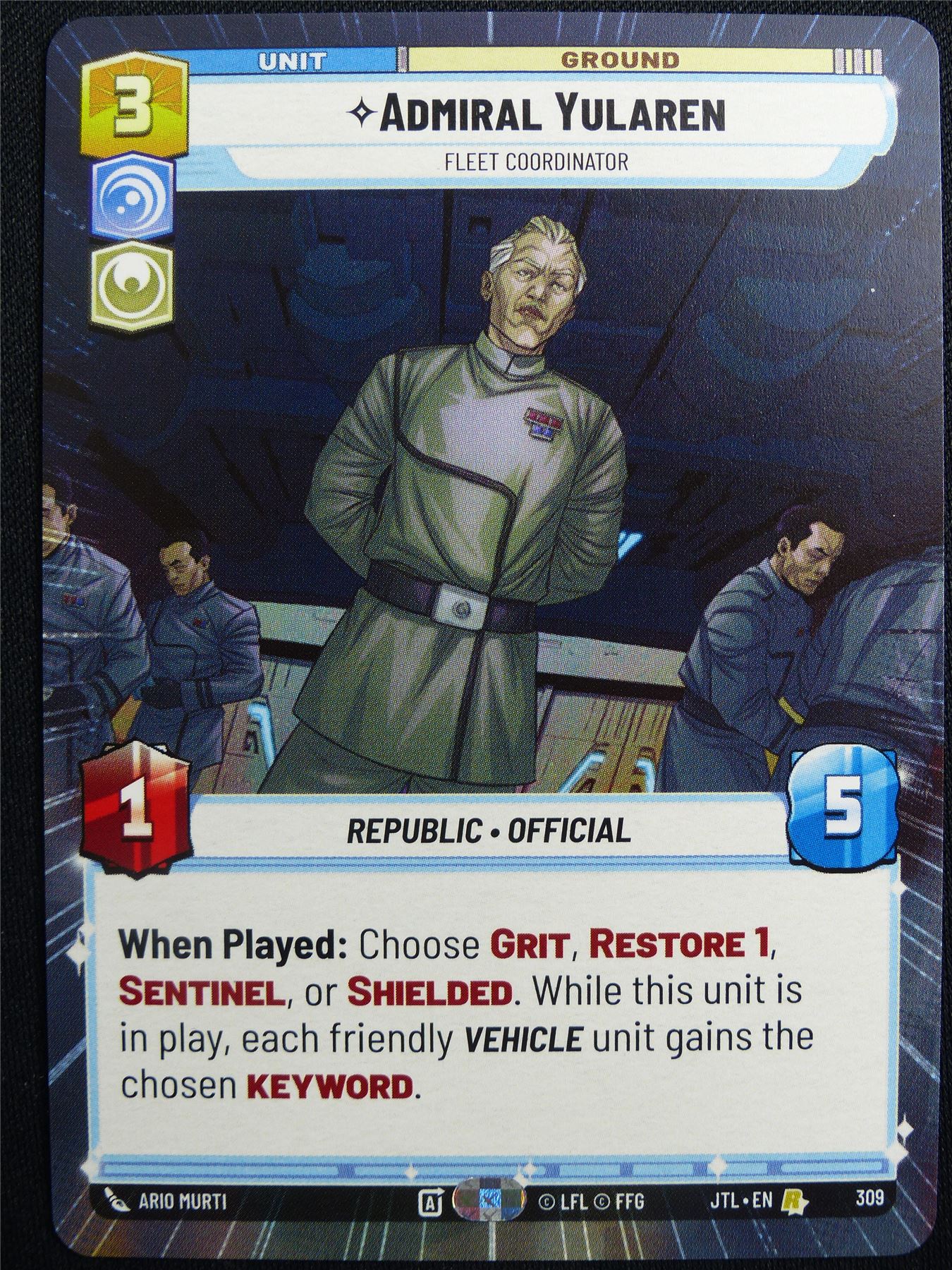 Admiral Yularen 309 Hyperspace - Star Wars Unlimited Card #4UZ