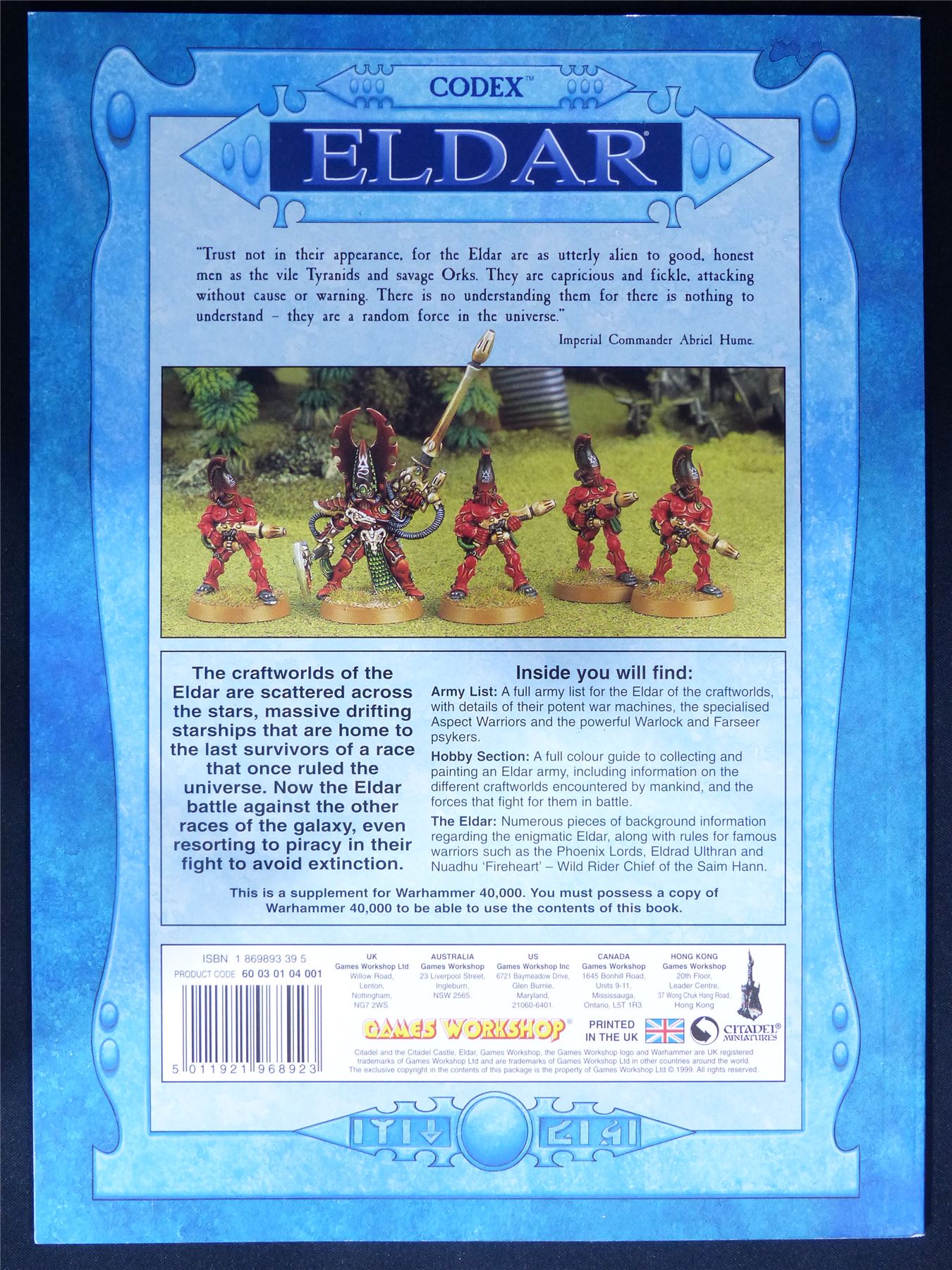 Eldar 3rd Edition Codex 1999 Softback - Warhammer 40K #1P4