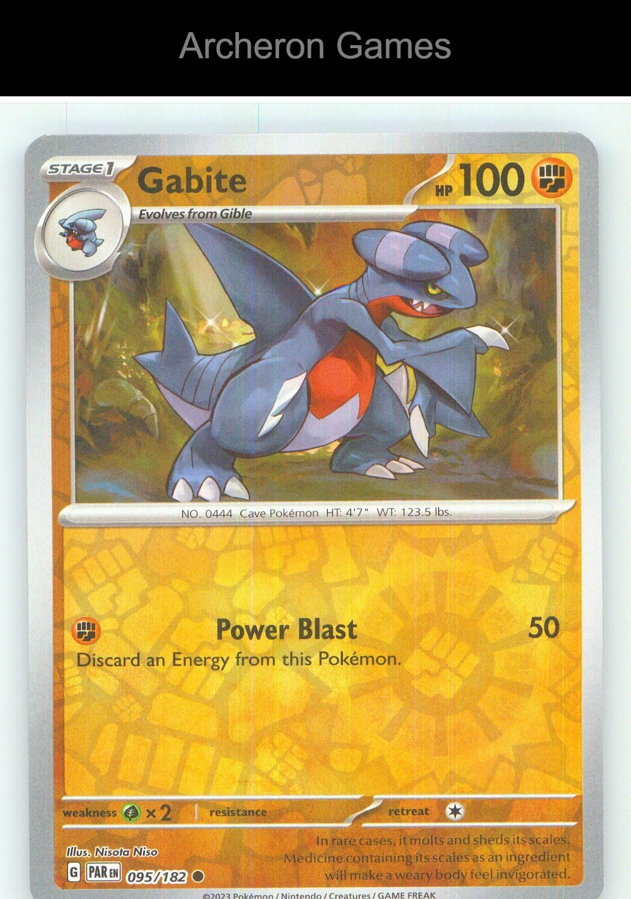 Pokemon Card Gabite PAR 095/182 C Paradox Rift Reverse Holo