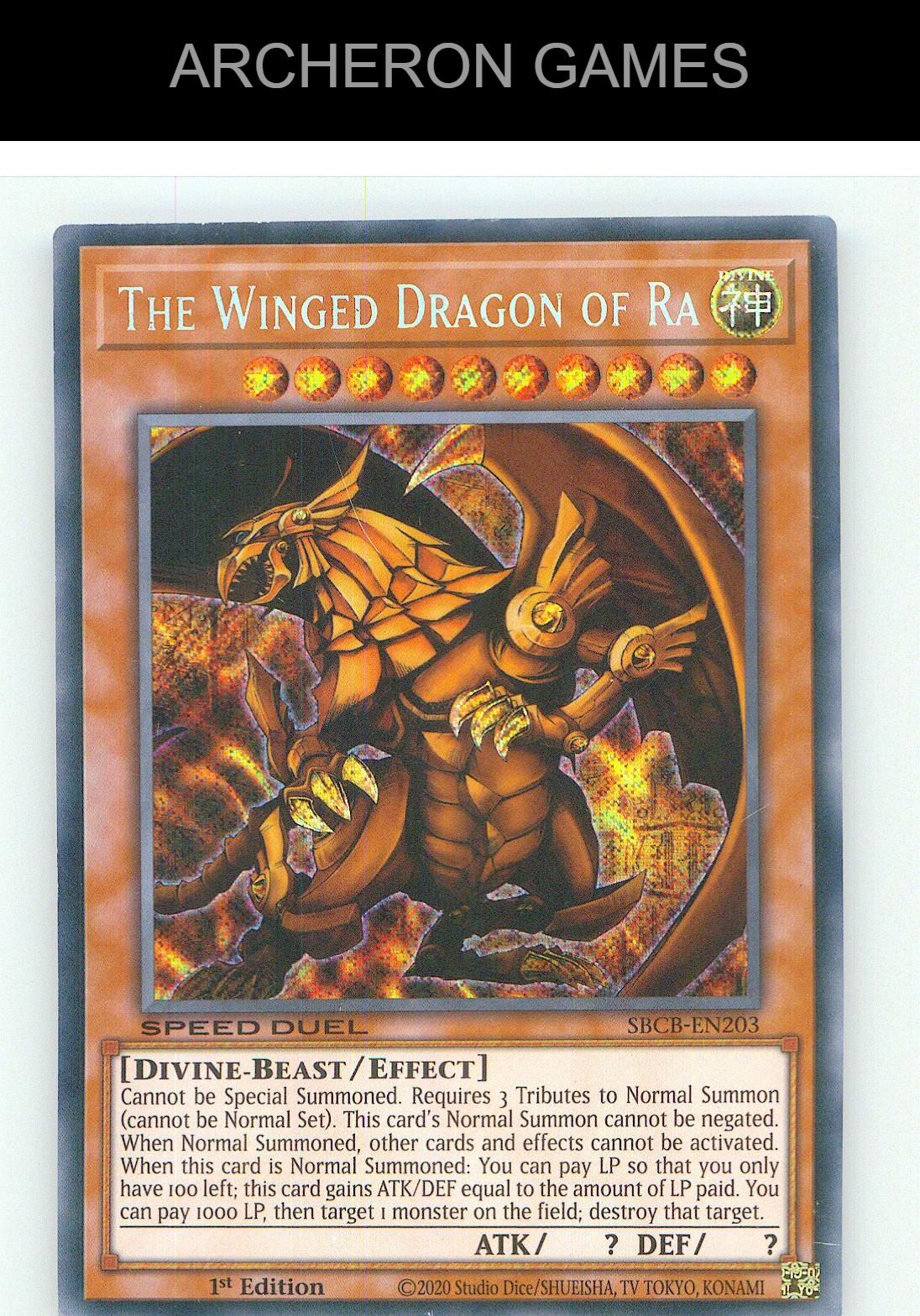 The Winged Dragon of Ra SEC YUGIOH Card 1st Edition
