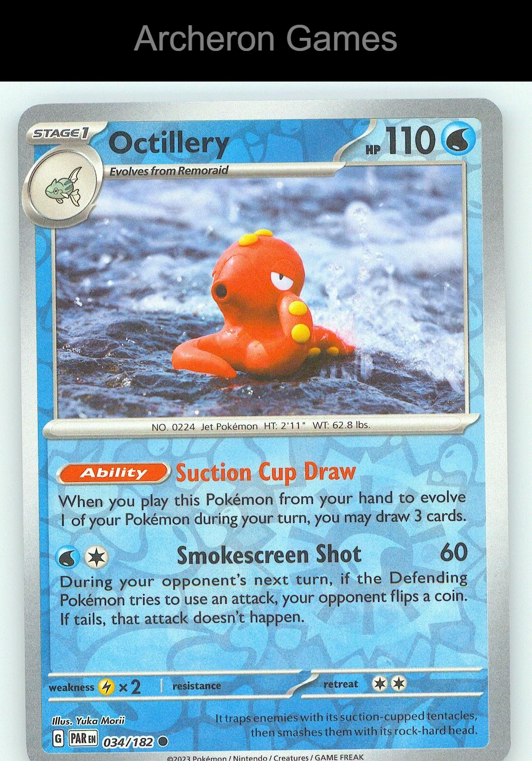 Pokemon Card Octillery PAR 034/182 C Paradox Rift Reverse Holo