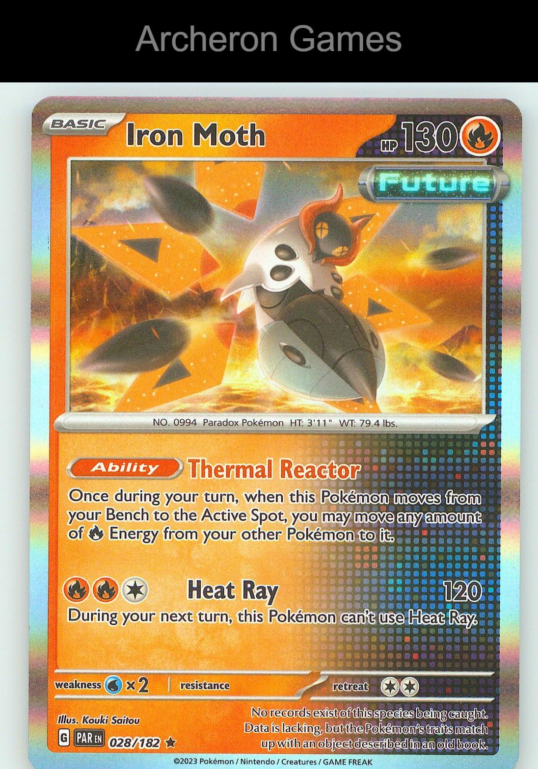 Pokemon Card Iron Moth PAR 028/182 R Paradox Rift Holo