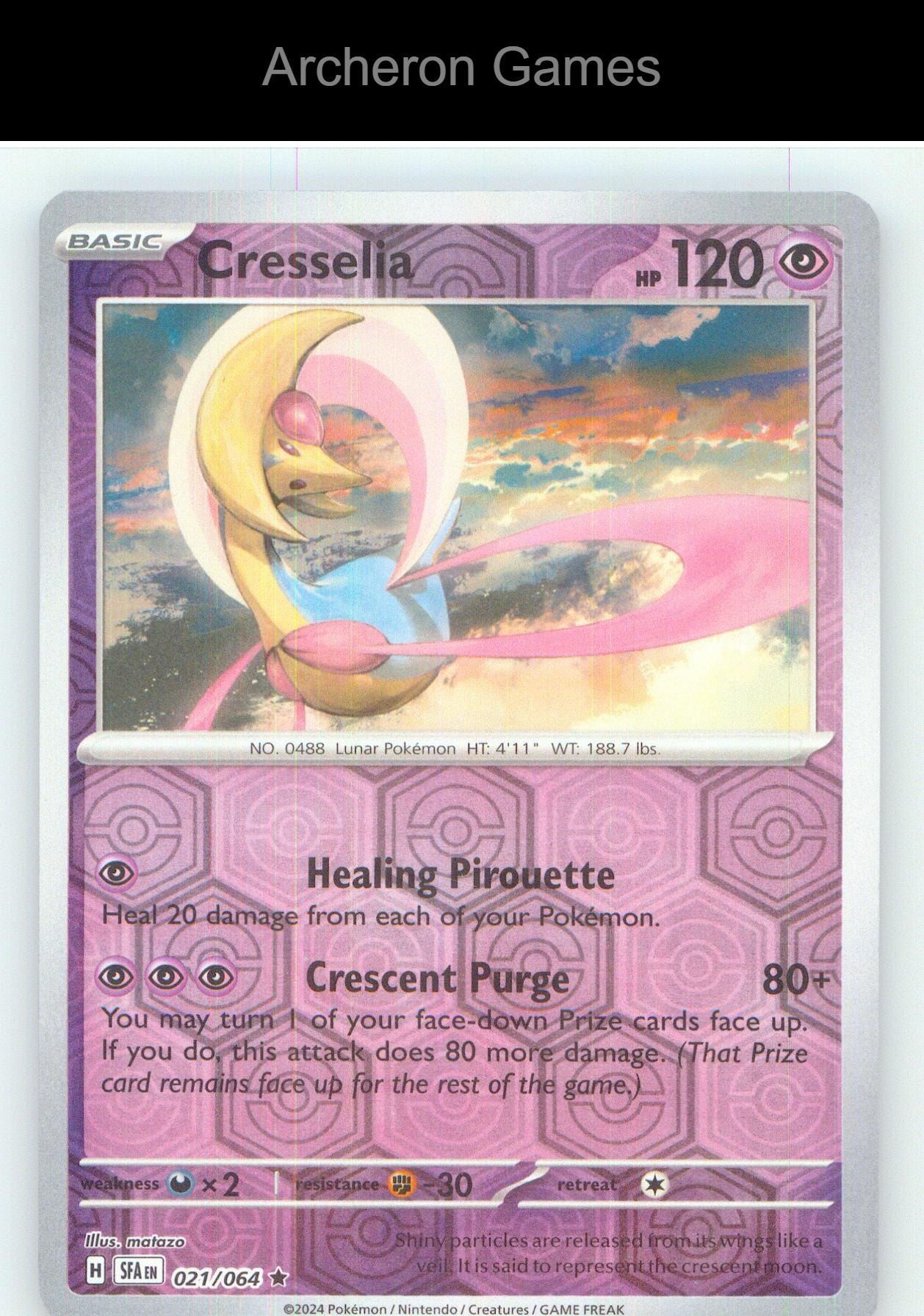 Pokemon Card Cresselia SFA 021/064 R Shrouded Fable Reverse Holo