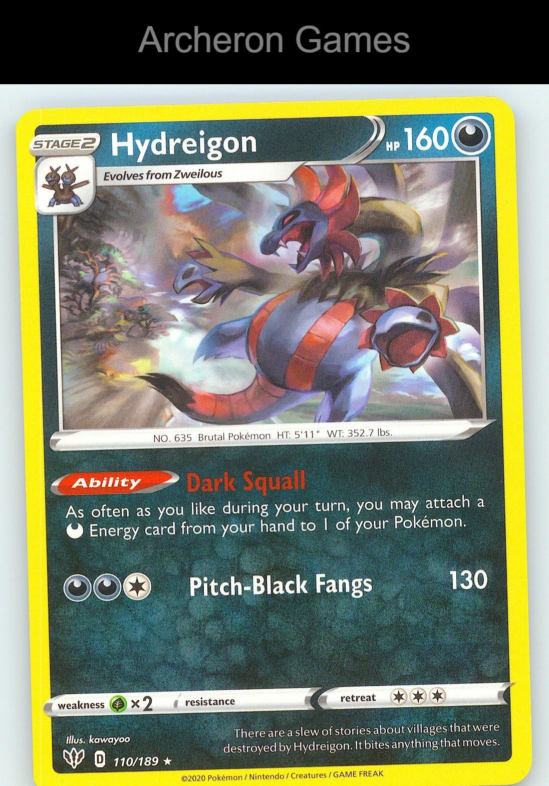 Pokemon Card Hydreigon DAA 110/189 R Darkness Ablaze