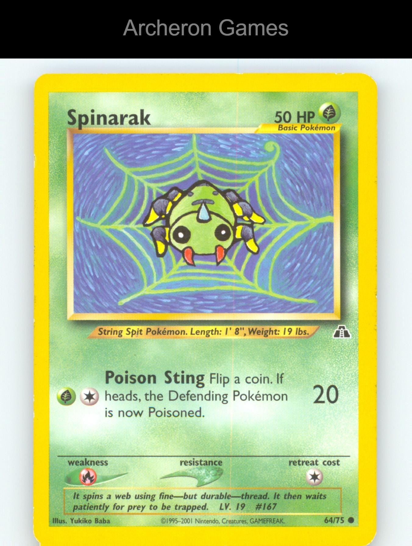 Pokemon Card Spinarak N2 64/75 C Neo Discovery Unlimited
