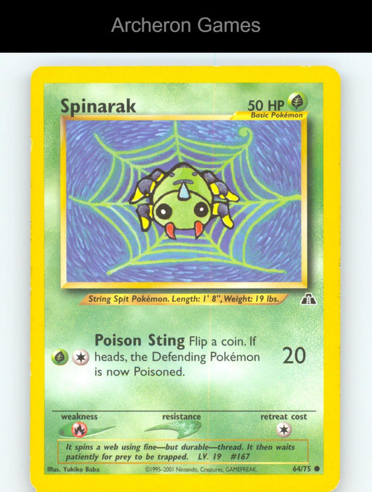 Pokemon Card Spinarak N2 64/75 C Neo Discovery Unlimited