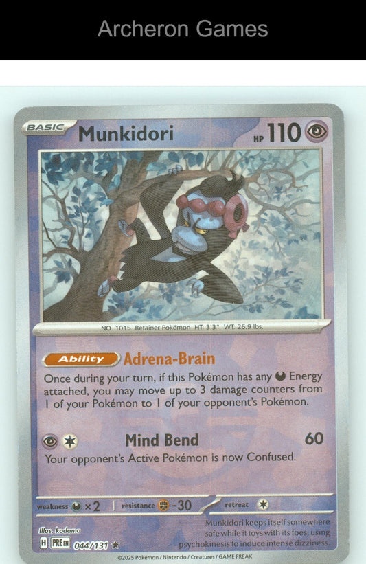 Pokemon Card Munkidori PRE 044/131 R Prismatic Evolutions Reverse Holo