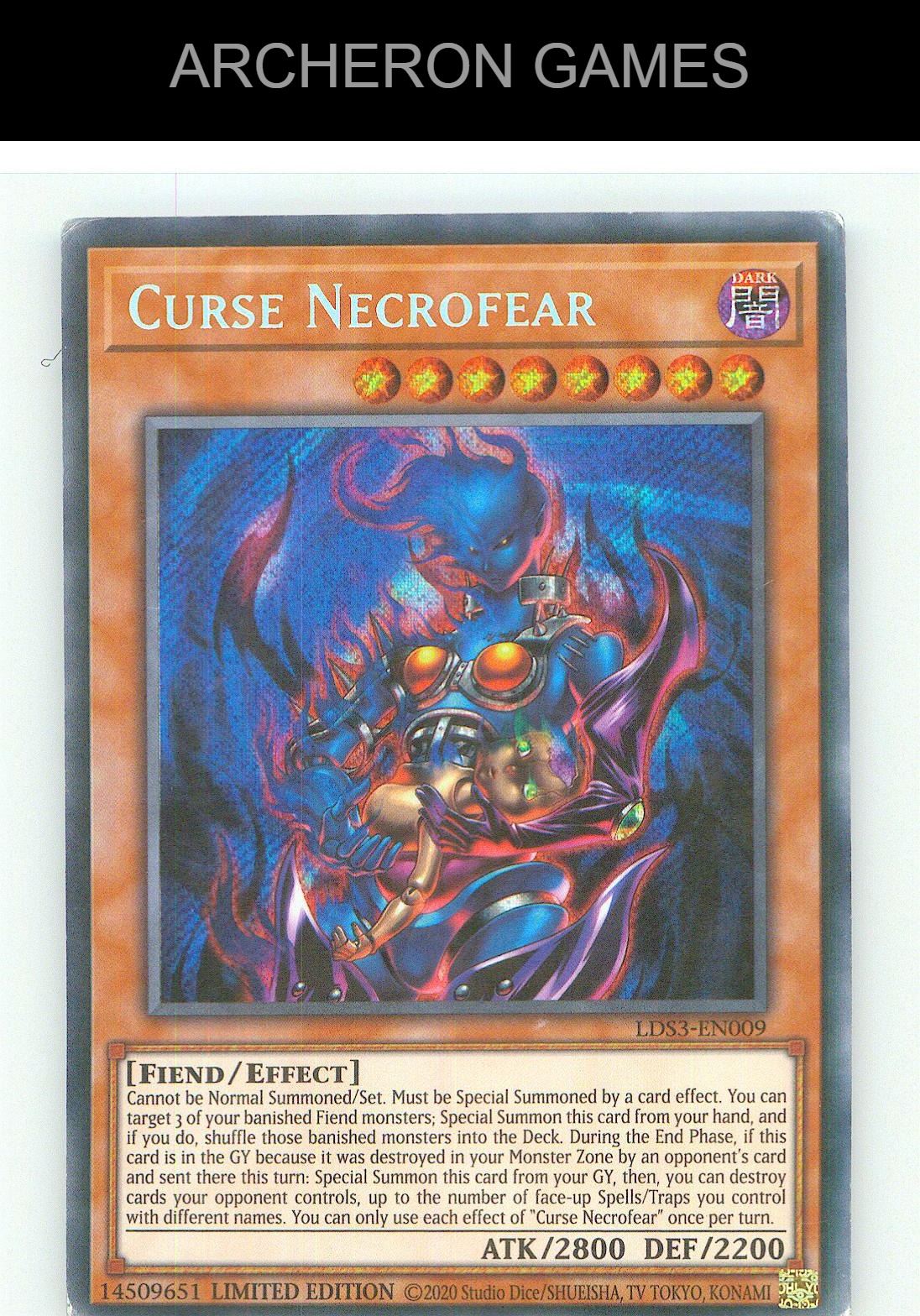 Curse Necrofear SEC YUGIOH Card Limited