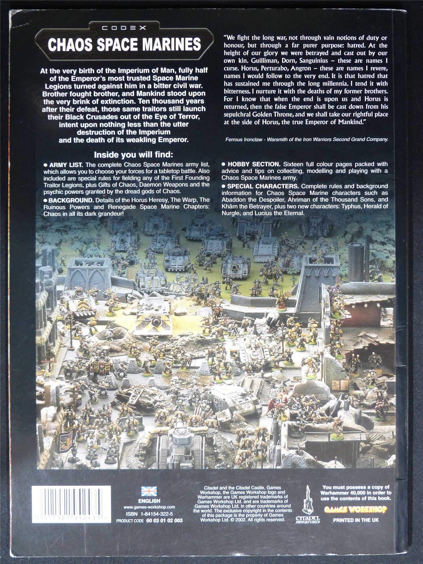 Chaos Space Marines 3rd Edition Codex Softback - Warhammer 40K #1OV