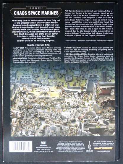 Chaos Space Marines 3rd Edition Codex Softback - Warhammer 40K #1OV