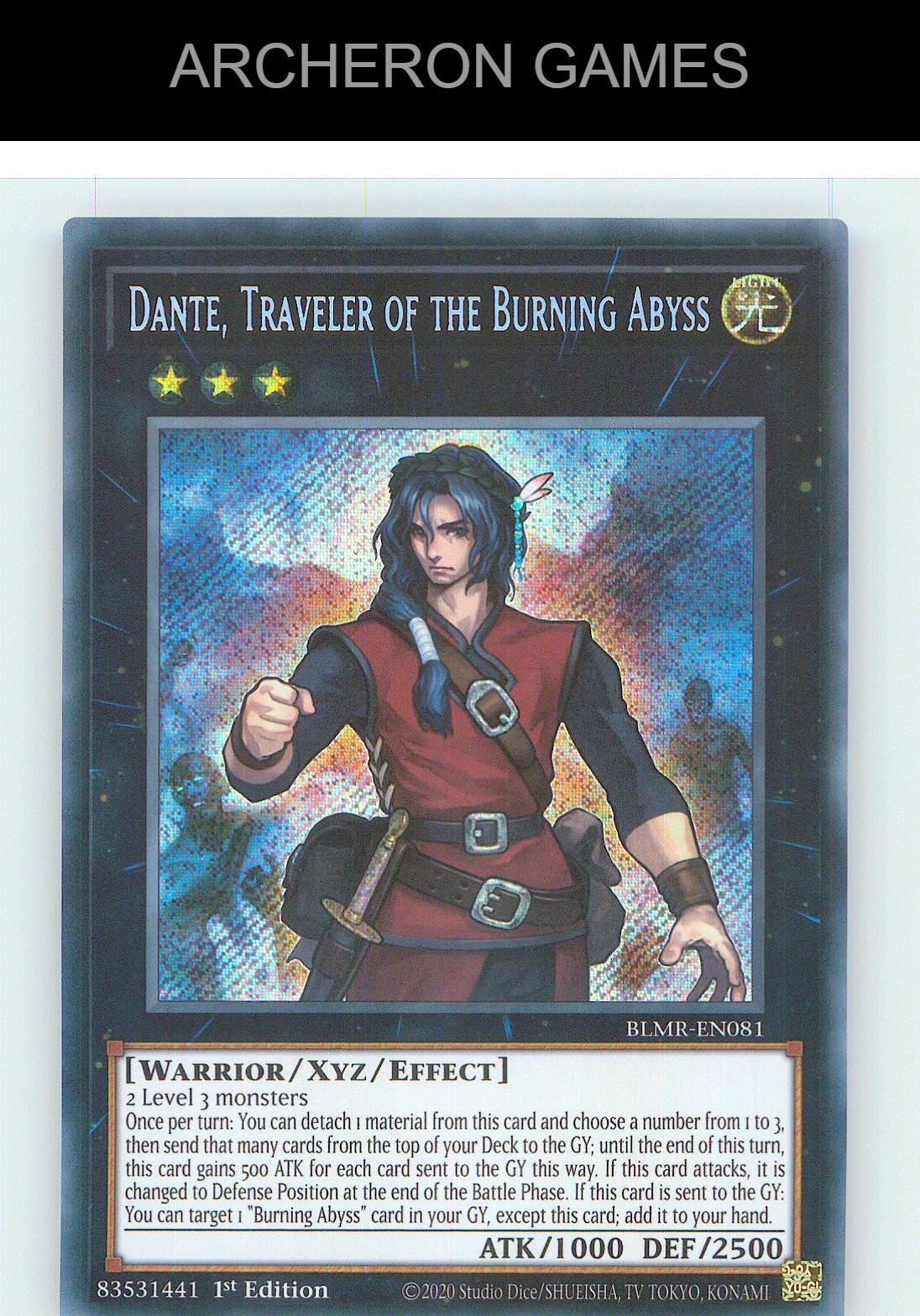 Dante, Traveler of the Burning Abyss SEC YUGIOH Card 1st Edition