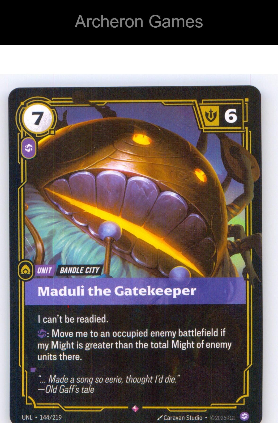 Maduli the Gatekeeper UNL 144/219 R Unleashed Riftbound Card