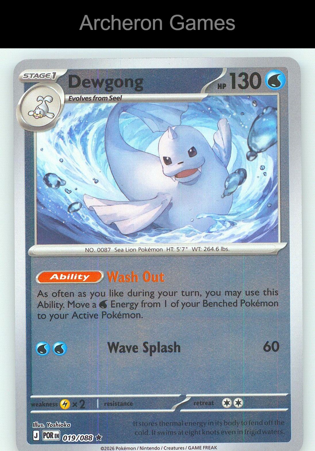 Pokemon Card Dewgong ME03 019/088 R Perfect Order Reverse Holo